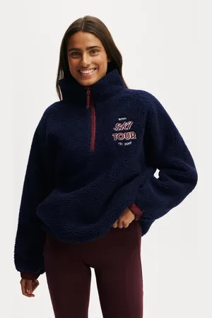 Cotton On Cotton On Ski Tour graphic half zip pullover in deep