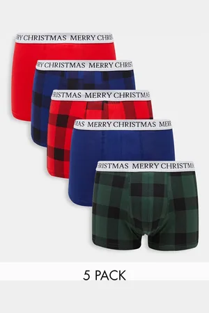 Brave Soul Christmas 5 pack trunks in and navy check