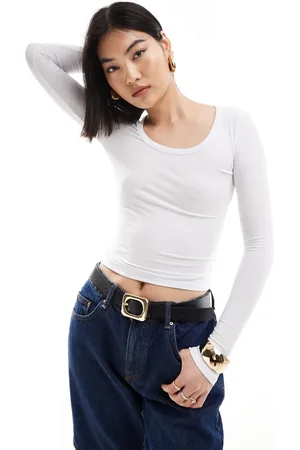 Cotton On Cotton On rib scoop neck long sleeve top in