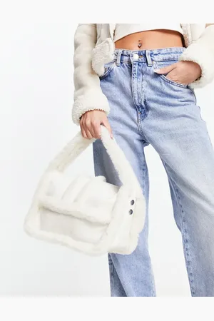 Weekday Weekdau Lollo faux shearling shoulder bag in cream