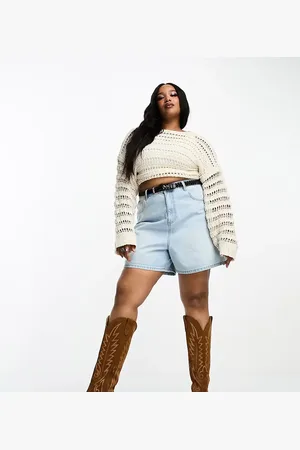 ASOS ASOS DESIGN Curve denim dad short in midwash