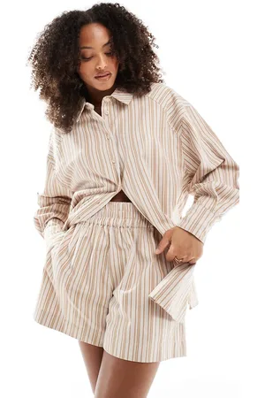 ASOS A-line pull on short co-ord in brown stripe