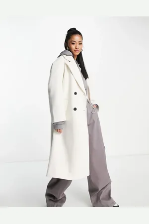 Bershka Tailored double breasted coat in ecru