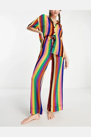 Damson Madder Textured knit trouser co-ord in stripe