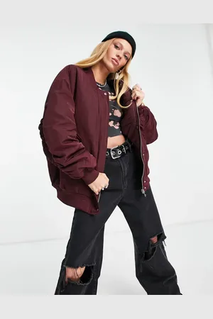 Bershka Oversized jacket in burgundy