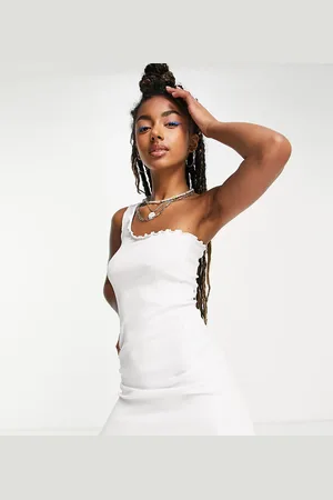 COLLUSION Lettuce edge one shoulder mini dress in