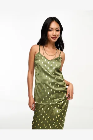 Never Fully Dressed Cami top co-ord in khaki gold fleck