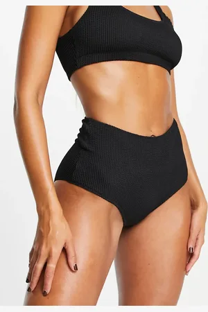 Monki Mix & match ribbed high waist bikini bottom in