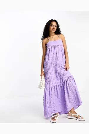 Esmée Esmee Exclusive beach textured tiered maxi summer dress in purple