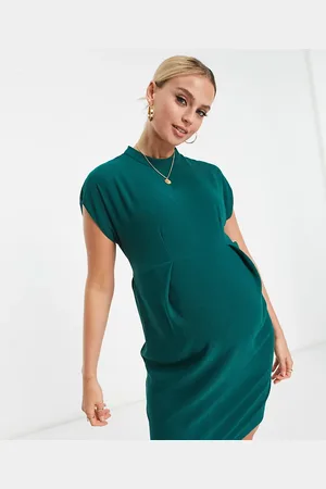 Closet Belted tie waist mini dress in emerald