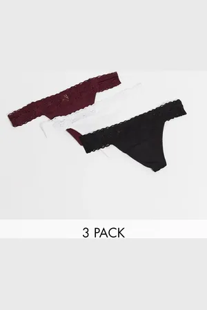 New Look 3 pack lace detail thong