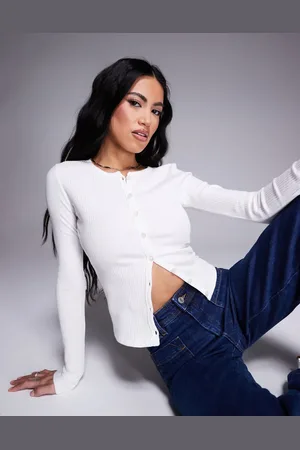 River Island Ribbed button cardigan in