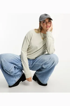 Pull&Bear Oversized long sleeved t-shirt in stone