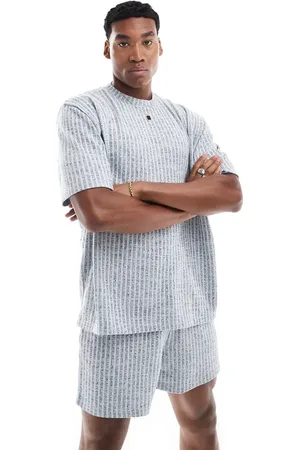 ASOS Ribbed t-shirt and short lounge set in stripe