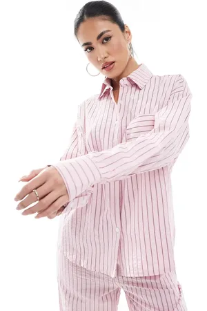 Threadbare Oversized button down shirt co-ord in stripe