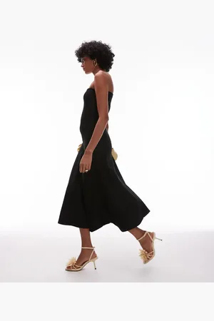 MANGO Bandeau knitted volume skirt midi dress in