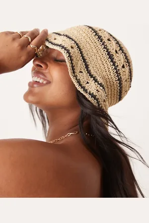 ASOS ASOS DESGIN straw crochet stripe bucket hat