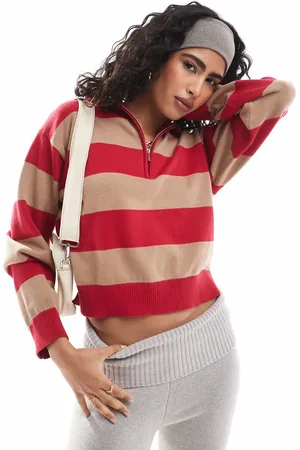 Cotton On Cotton On preppy half zip pullover in red stripe