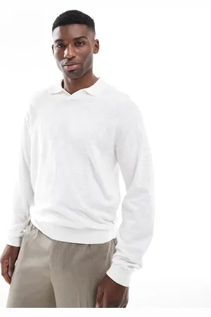 JACK & JONES Slub long sleeved knitted polo in