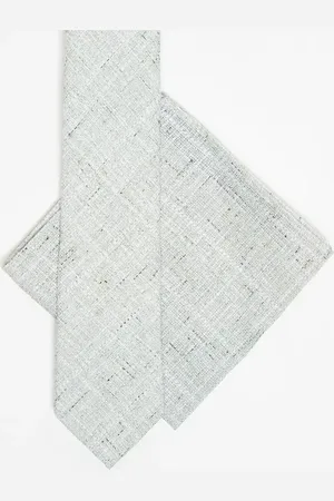 ASOS Linen textured tie with pocket square in mint