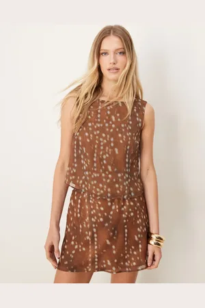 ASOS Crinkle chiffon tank top in deer print co ord
