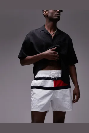 Tommy Hilfiger Drawstring large flag swim shorts in