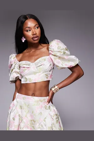 ASOS Co-ord jacquard puff sleeve top in tulip jacquard