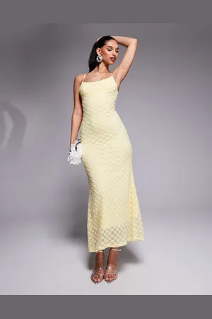 Bardot Mesh midi dress in lemon