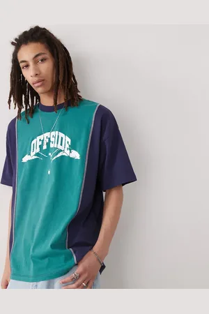 COLLUSION Oversized colour block with distressed varsity print in blue and