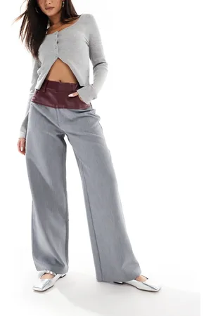 ASOS Tailored trouser with faux leather contrast panel in