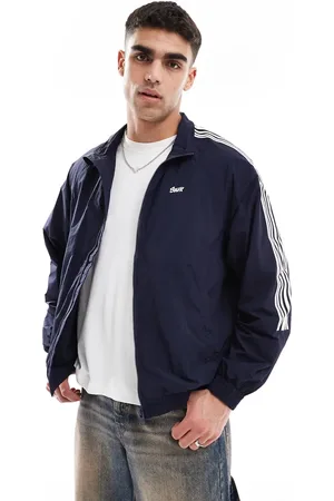 Pull&Bear Stripe zip through track jacket in