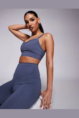 ASOS 4505 run medium support sports bra in cornflower