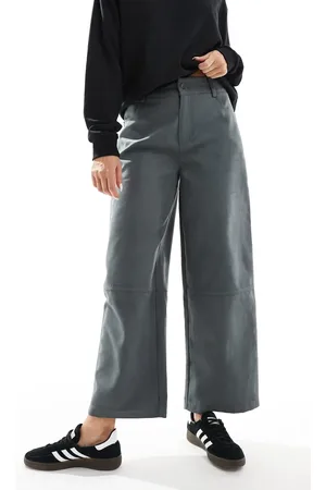 ASOS Faux suede barrel trousers in charcoal