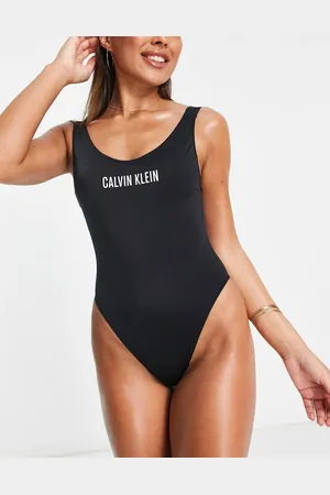 Calvin Klein Intense Power logo scoop swimsuit in