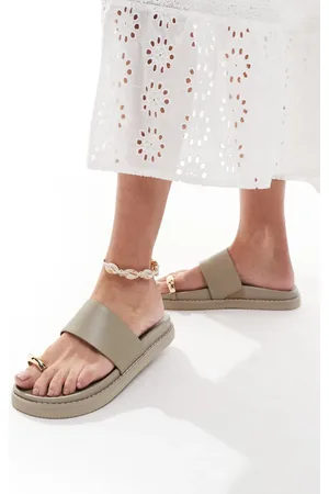 Aldo Beachstroll footbed toe loop sandals in khaki nubuck