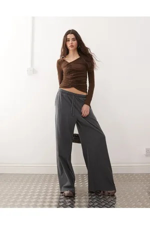 Weekday Lightweight jersey wide leg joggers in off