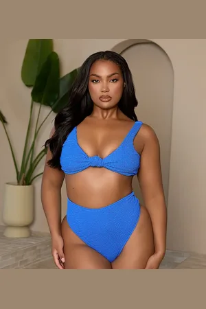 Moda Minx Curve X Bernadette Afia scrunch knot front bikini top in cobalt