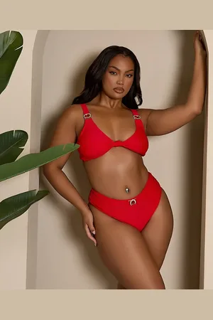 Moda Minx Curve X Bernadette Afia knot front bikini top with gem detail in