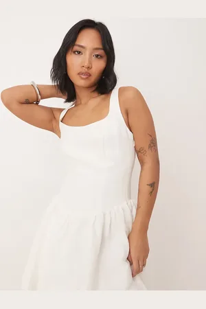 Forever New Square neck drop hem mini dress in