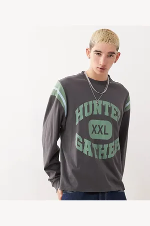 COLLUSION Long sleeve relaxed printed t-shirt in charcoal
