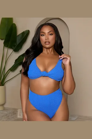 Moda Minx Curve X Bernadette Afia scrunch high waist bikini bottom in cobalt