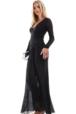 Forever New Long sleeve plunge hotfix maxi dress in