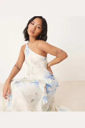 Forever New One shoulder ruffle maxi dress in