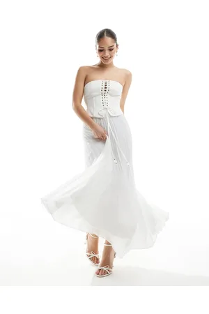 Forever New Bridal corset pleated maxi dress in ivory