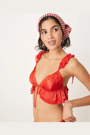 For Love & Lemons Butterfly lace ruffle bralette co-ord in