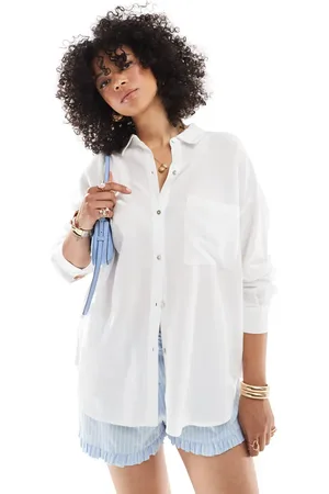 Pull&Bear Oversized linen look shirt in