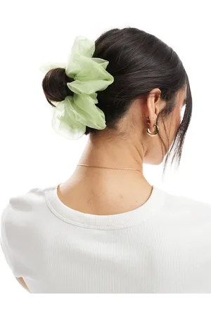ASOS Oversized scrunchie hairband with textured organza in green