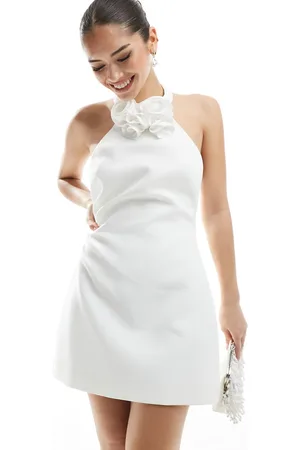 Forever New Bridal rosette halter neck mini dress in ivory