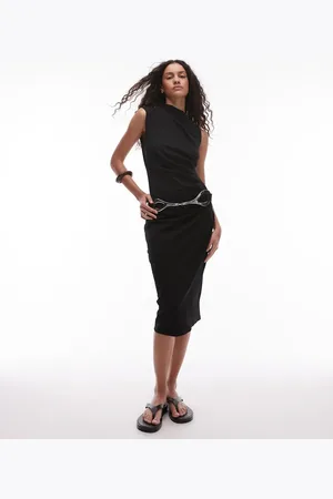 MANGO High neck sleeveless midi dress in