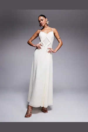 Forever New Criss cross godet maxi dress in cream